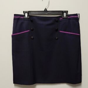 Brooks Brothers Navy Skirt with Purple Trim,  Size 12